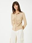 3Sak60043Ek Koton Kadın  Gömlek BEJ