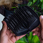 Garbalia Clovis Hakiki Deri Fermuar Kilitli Akordiyon Kartlık