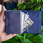 Garbalia Smokey Hakiki Deri Mekanizmalı İpli Kartlık Cüzdan