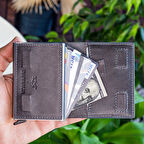 Garbalia Smokey Hakiki Deri Mekanizmalı İpli Kartlık Cüzdan