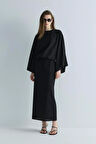 Siyah Jaylen Düz Kesim Keten Etek