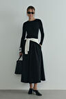 Siyah Harper Kontrast Elbise