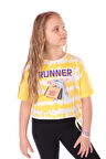 Toontoy Kız Çocuk Runner Baskılı Batikli Tişört