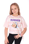 Toontoy Kız Çocuk Runner Baskılı Batikli Tişört