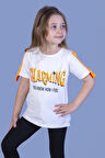 Toontoy Kız Çocuk Kolları Şerit Detaylı Baskılı Tişört