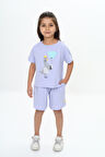 Toontoy Kız Çocuk Ördek Baskılı Şortlu Takım