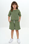 Toontoy Kız Çocuk Yıkamalı Crop Şortlu Takım