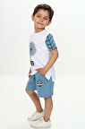 Toontoy Erkek Çocuk Örümcek Detay Baskılı Şortlu Takım
