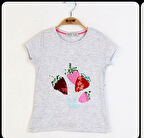 Toontoy Kız Çocuk Pullu Çiçek Nakışlı Tişört