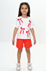 Toontoy Kız Çocuk Fiyonk Baskılı Şortlu Takım