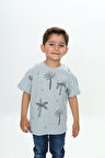 Toontoy Erkek Çocuk Göğsü Cepli Palmiye Baskılı Tişört