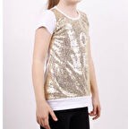 Toontoy Kız Çocuk Önü Komple Pullu Tişört 