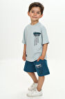 Toontoy Erkek Çocuk Happy Yazı Baskılı Şortlu Takım