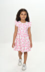 Toontoy Kız Çocuk Çiçek Baskılı Elbise