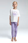 Toontoy Kız Çocuk Önü Baskılı Pijama Takım