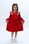 Toontoy Kız Çocuk Yaka Detaylı Fırfırlı Elbise
