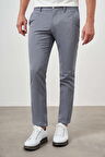  Erkek Lacivert Sawa Desenli Poliviskon-Keten Slim Fit Pantolon