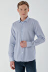  Erkek Mavi B.Gabardin Pamuk Desenli Slim Fit Gömlek
