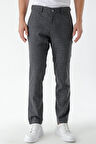  Erkek Füme Poliviskon Trend Ekoseli Slim Fit Classic Pantolon