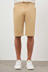  Erkek Bej Pamuk Düz Desen Dynamic Fit Şort