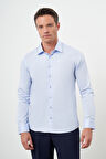  Erkek A. MAVİ Pamuk Düz Desen Sert Yaka Slim Fit  Gömlek