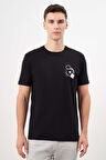  Erkek Siyah Trend Süprem Baskılı Bisiklet Yaka Dynamic Fit T-Shirt