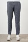  Erkek Lacivert Poliviskon Trend Pileli Slim Fit Spor Pantolon