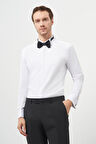  Erkek Beyaz Manşetli Slim Fit Ata Yaka Gömlek