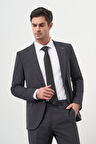  Erkek Antrasit Yün Slim Fit Mono Yaka Takım Elbise