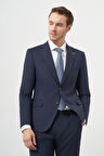  Erkek Lacivert Yün Slim Fit Mono Yaka Takım Elbise