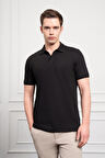 Erkek Siyah Basic Polo Yaka Dynamic Fit T-Shirt