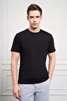  Erkek Siyah Basic Bisiklet Yaka Dynamic Fit Pamuk T-Shirt