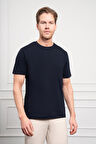  Erkek Lacivert Basic Bisiklet Yaka Dynamic Fit Pamuk T-Shirt