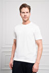  Erkek Ekru Basic Bisiklet Yaka Dynamic Fit Pamuk T-Shirt