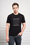  Erkek Siyah Trend Bisiklet Yaka Dinamik Fit Pamuk T-Shirt