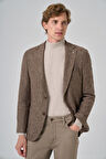  Erkek KAHVE Örme Slim Fit Mono Yaka Ceket