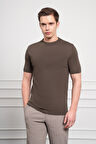  Erkek Haki Trend Bisiklet Yaka Dynamic Fit Rahat Kesim Rayon T-Shirt