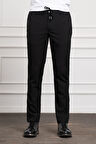  Erkek Siyah Slim Fit Dar Kesim İpli Jogger Pantolon