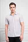  Erkek Gri Trend Apaçi Yaka Dynamic Fit Kısa Kollu Gömlek