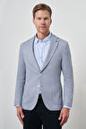  Erkek İndigo Örme Slim Fit Mono Yaka Ceket