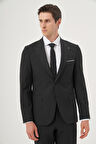  Erkek Füme Poliviskon Basic Slim Fit Sivri Yaka Takım Elbise