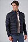  Erkek Lacivert Polyester Kısa Kapitone Mont