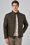 Erkek Haki Polyester Kısa Kapitone Mont