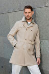 Erkek Bej Poliamit Kemerli Trençkot