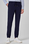  Erkek Lacivert Örme Trend İpli Slim Fit Jogger Pantolon
