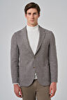  Erkek KAHVE Örme Trend Desenli Slim Fit Mono Yaka Ceket