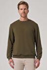  Erkek Haki Basic Bisiklet Yaka Sweatshirt