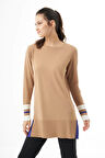 Kol Renkli Rayon Triko Camel Tunik