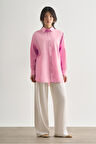Mizalle Premium Saf Pamuk Pembe Oversize Gömlek