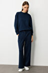 Mizalle Lastikli Yumuşak Dokulu İndigo Mavi Jogger Pantolon